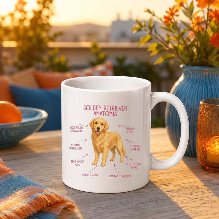 Anatomia Golden Retrievera - kubek na prezent dla miłośnika psa