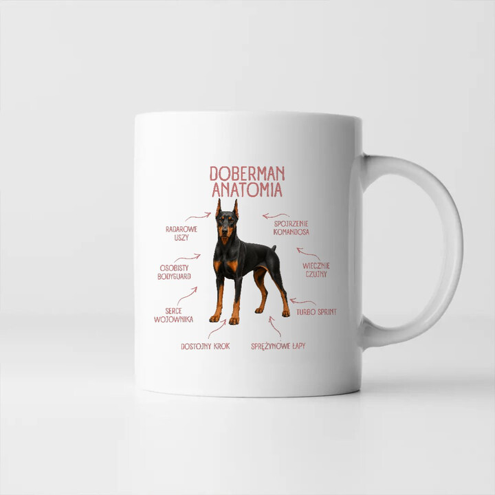 Anatomia Dobermana - kubek na prezent dla miłośnika psa
