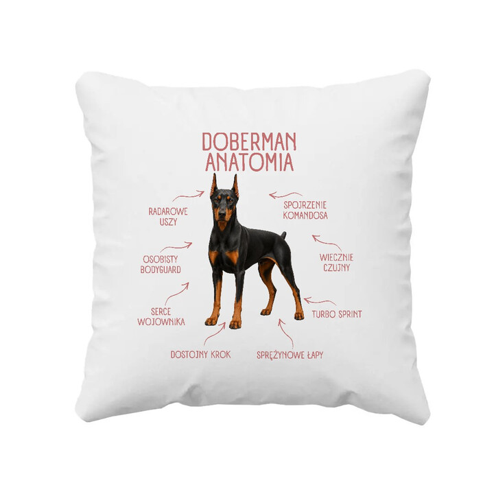Anatomia Dobermana - poduszka na prezent dla miłośnika psa