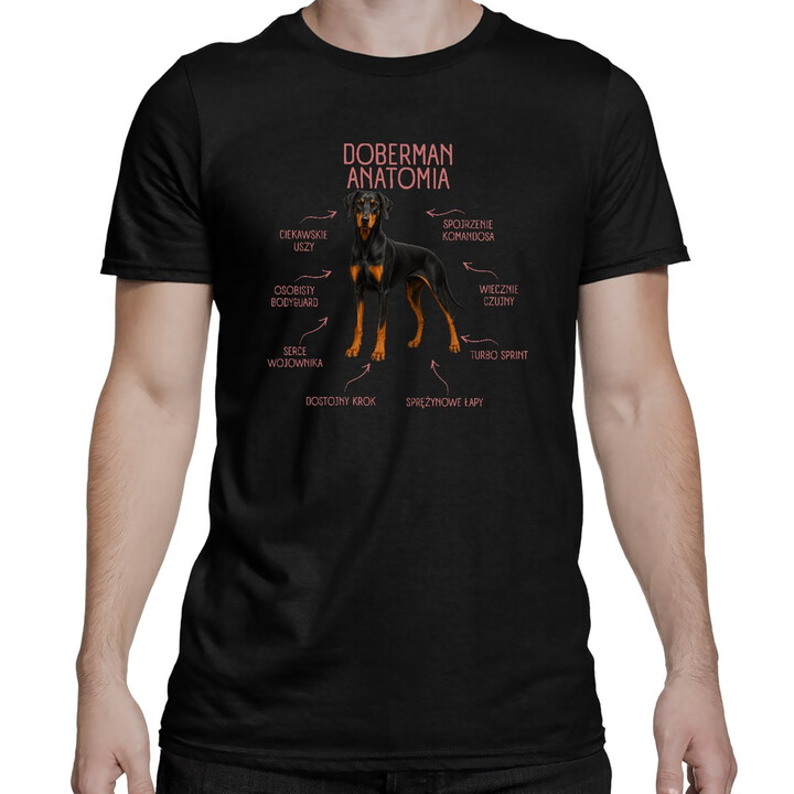 Anatomia Dobermana v2 - męska koszulka na prezent dla miłośnika psa