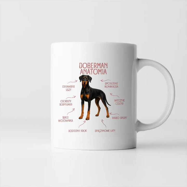 Anatomia Dobermana v2 - kubek na prezent dla miłośnika psa