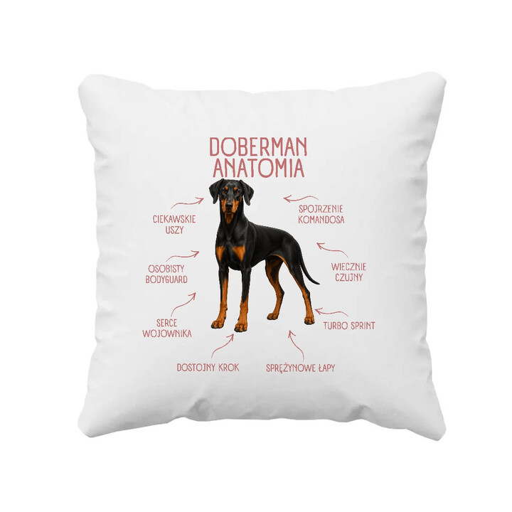 Anatomia Dobermana v2 - poduszka na prezent dla miłośnika psa