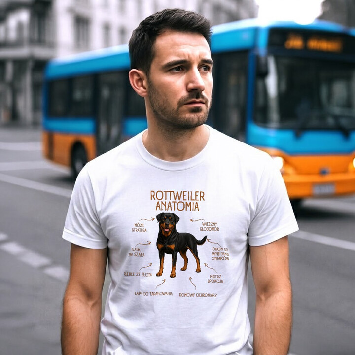 Anatomia Rottweilera - męska koszulka na prezent dla miłośnika psa