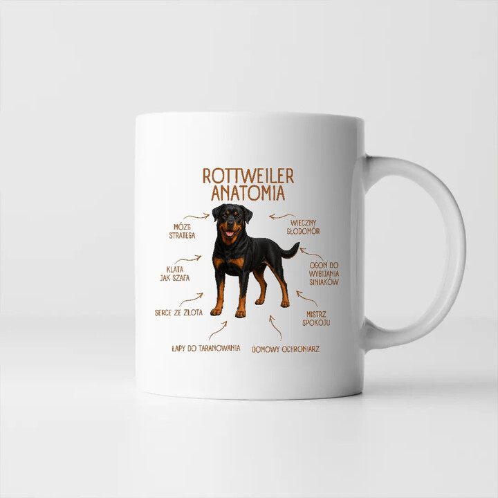 Anatomia Rottweilera - kubek na prezent dla miłośnika psa