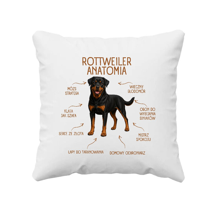 Anatomia Rottweilera - poduszka na prezent dla miłośnika psa