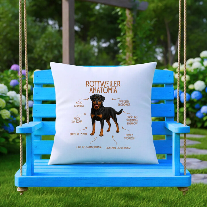 Anatomia Rottweilera - poduszka na prezent dla miłośnika psa