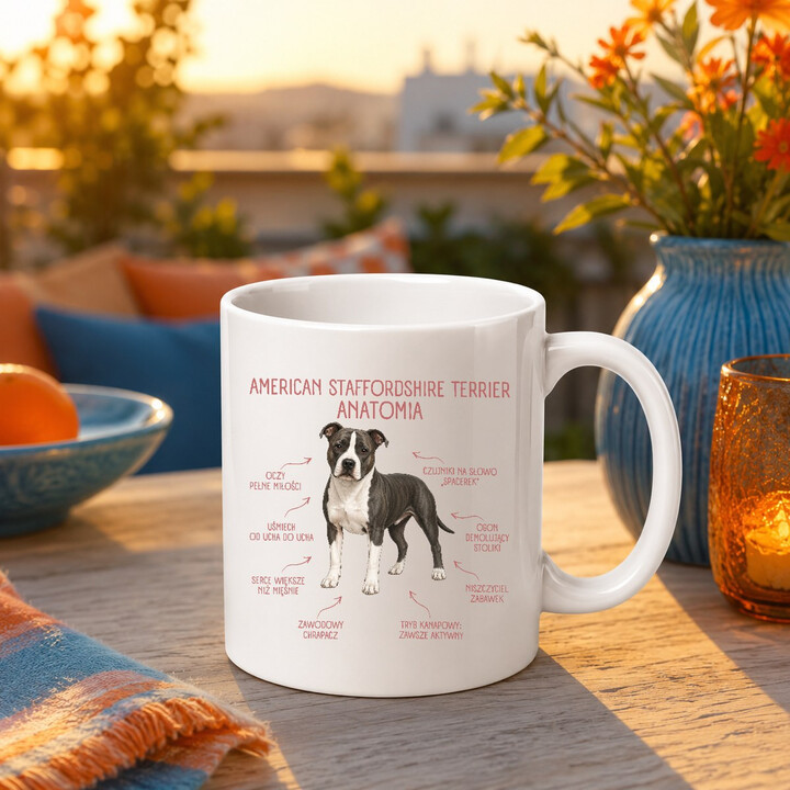 Anatomia American Staffordshire Terriera - kubek na prezent dla miłośnika psa