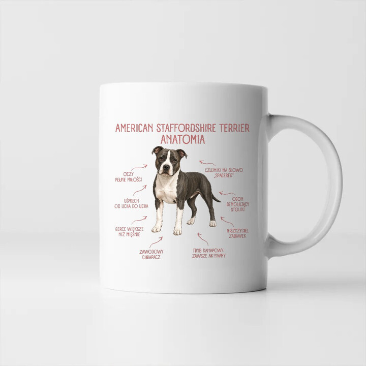 Anatomia American Staffordshire Terriera - kubek na prezent dla miłośnika psa