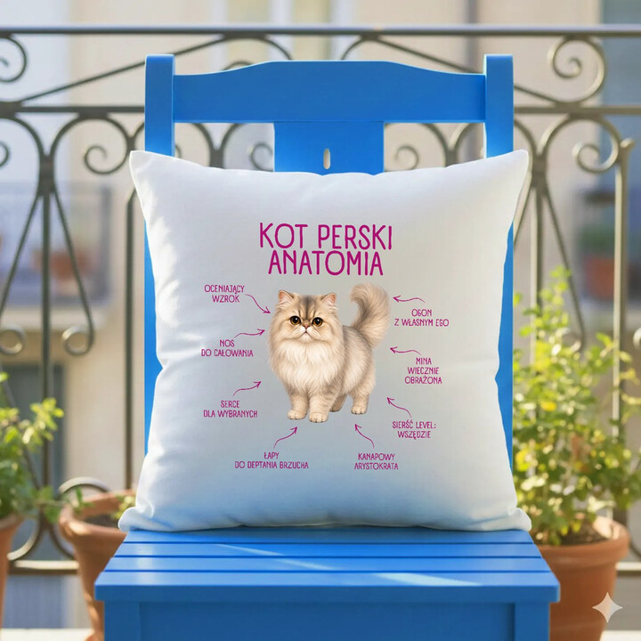 Anatomia Kota Perskiego - poduszka na prezent dla miłośnika kota