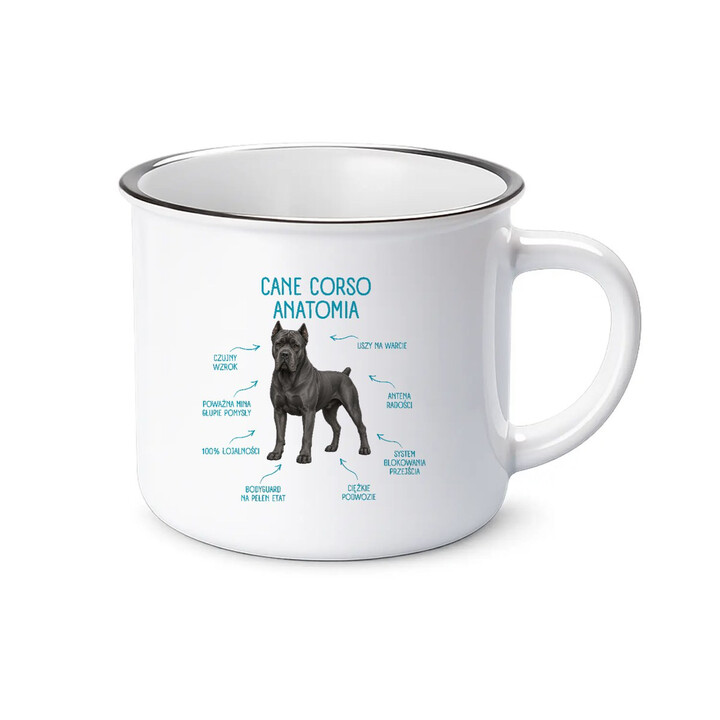 Anatomia Cane Corso - kubek emaliowany na prezent dla miłośnika psa