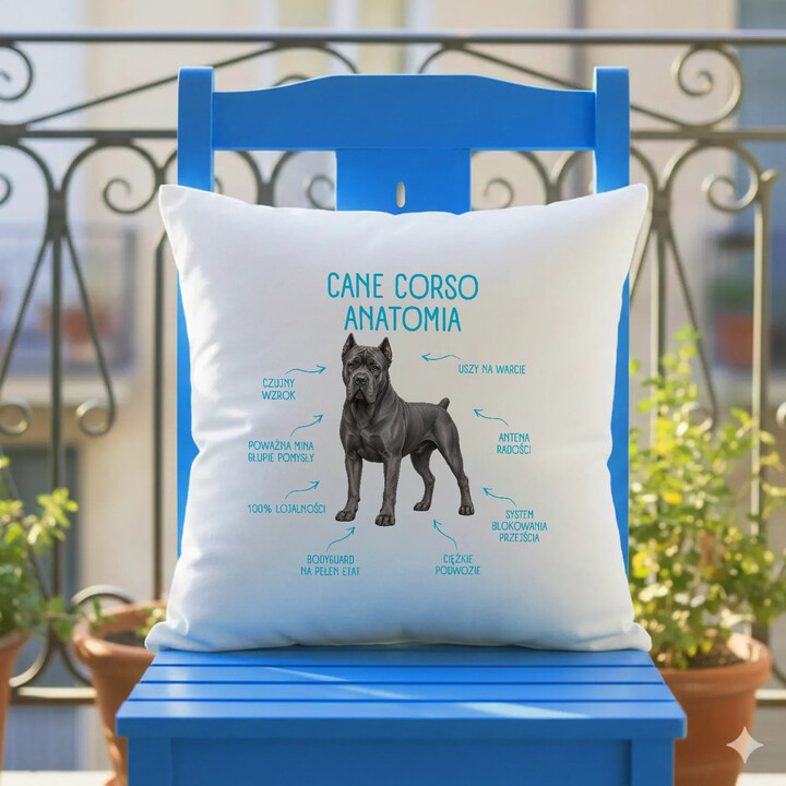 Anatomia Cane Corso - poduszka na prezent dla miłośnika psa