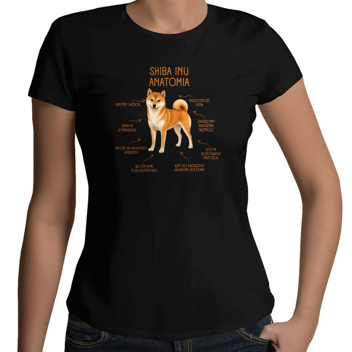 Anatomia Shiba Inu - damska koszulka na prezent dla miłośniczki psa