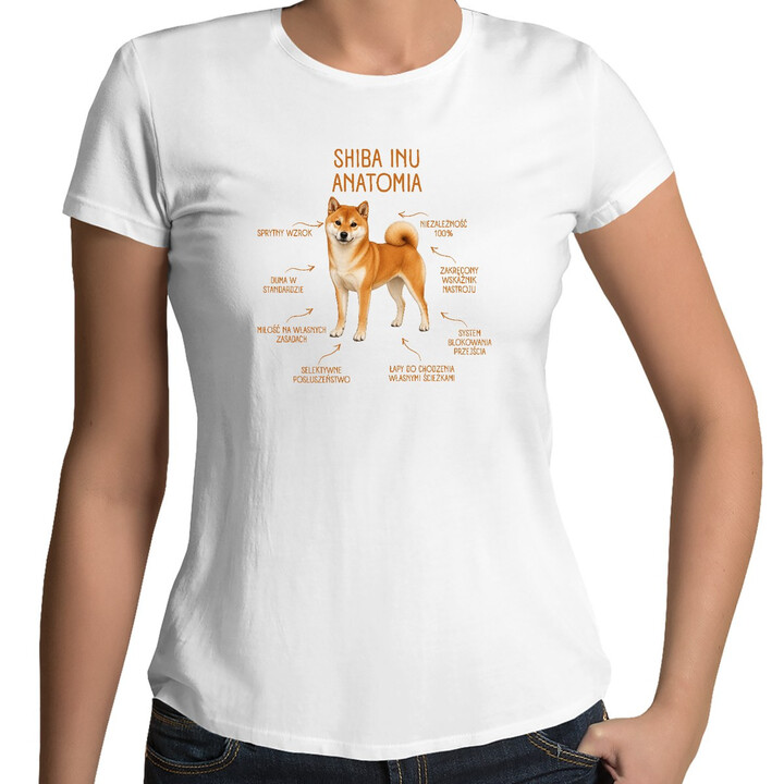 Anatomia Shiba Inu - damska koszulka na prezent dla miłośniczki psa