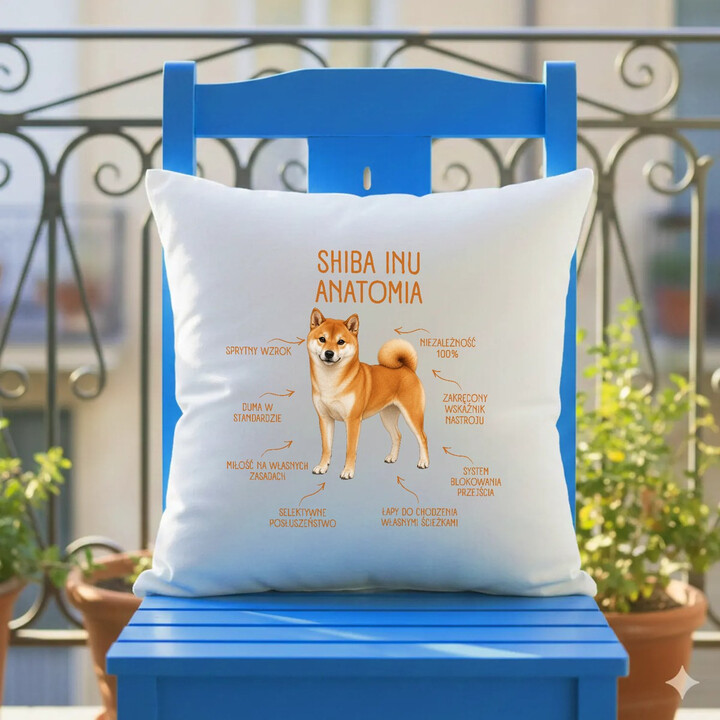 Anatomia Shiba Inu - poduszka na prezent dla miłośnika psa