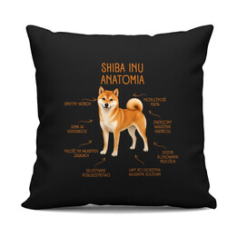 Anatomia Shiba Inu - czarna poduszka na prezent dla miłośnika psa