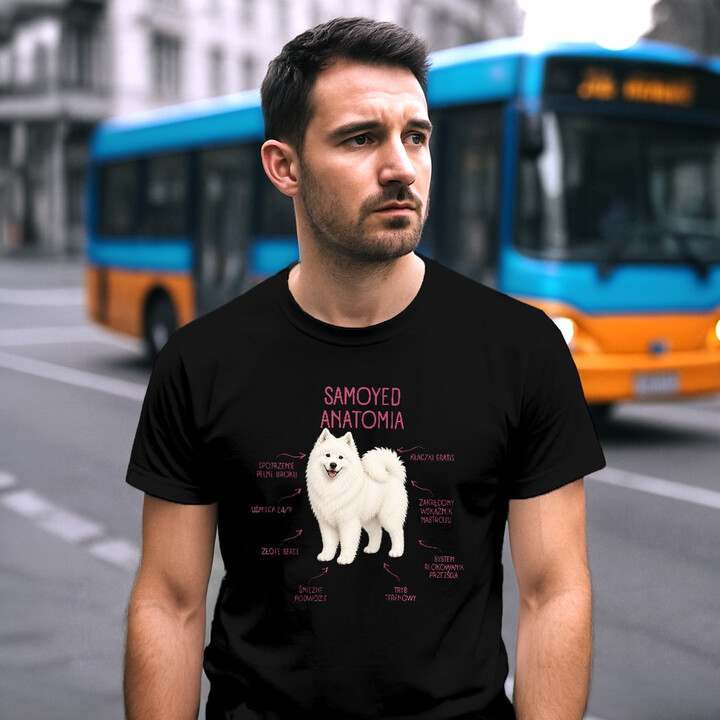 Anatomia Samoyeda - męska koszulka na prezent dla miłośnika psa