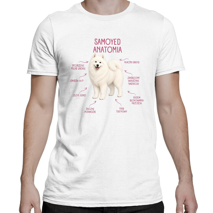 Anatomia Samoyeda - męska koszulka na prezent dla miłośnika psa