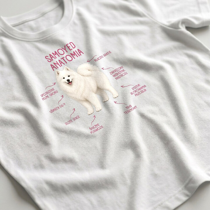 Anatomia Samoyeda - męska koszulka na prezent dla miłośnika psa