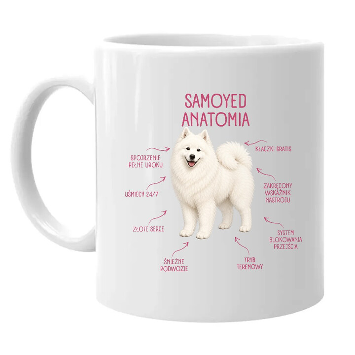 Anatomia Samoyeda - kubek na prezent dla miłośnika psa