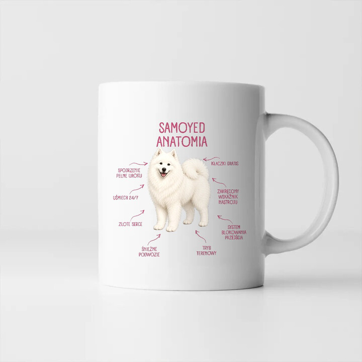 Anatomia Samoyeda - kubek na prezent dla miłośnika psa