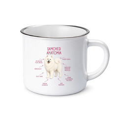 Anatomia Samoyeda - kubek emaliowany na prezent dla miłośnika psa
