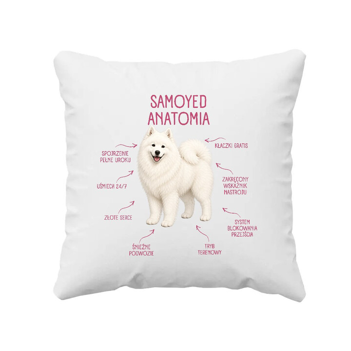 Anatomia Samoyeda - poduszka na prezent dla miłośnika psa