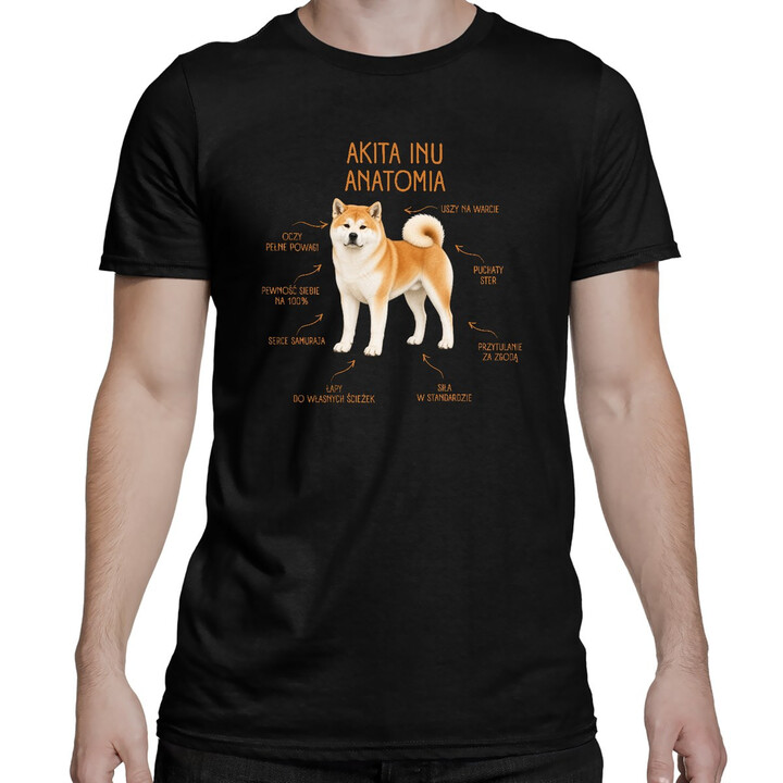Anatomia Akita Inu - męska koszulka na prezent dla miłośnika psa