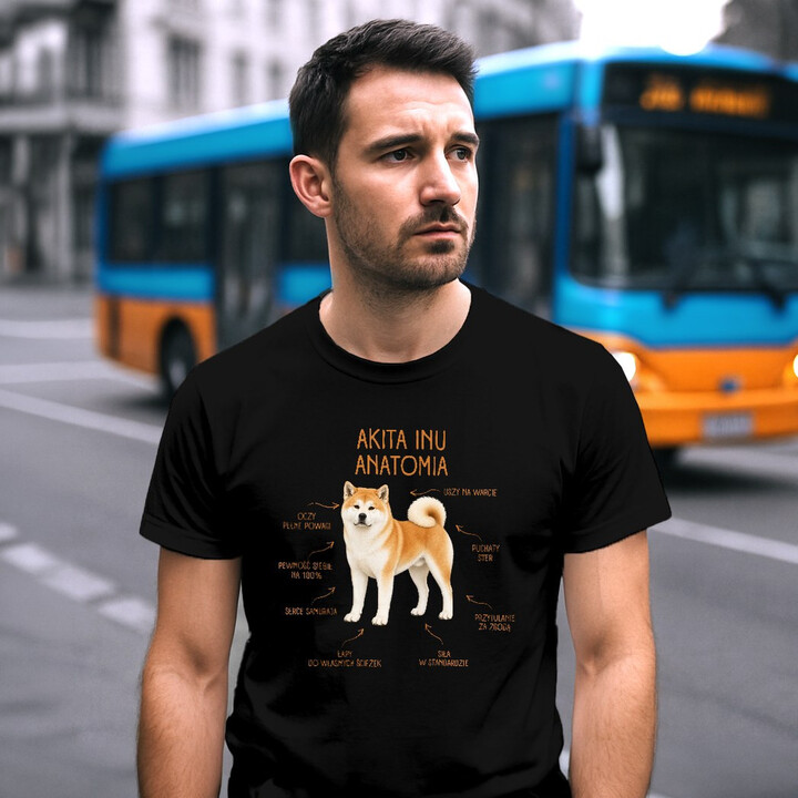Anatomia Akita Inu - męska koszulka na prezent dla miłośnika psa