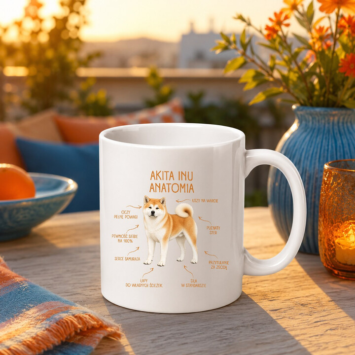 Anatomia Akita Inu - kubek na prezent dla miłośnika psa