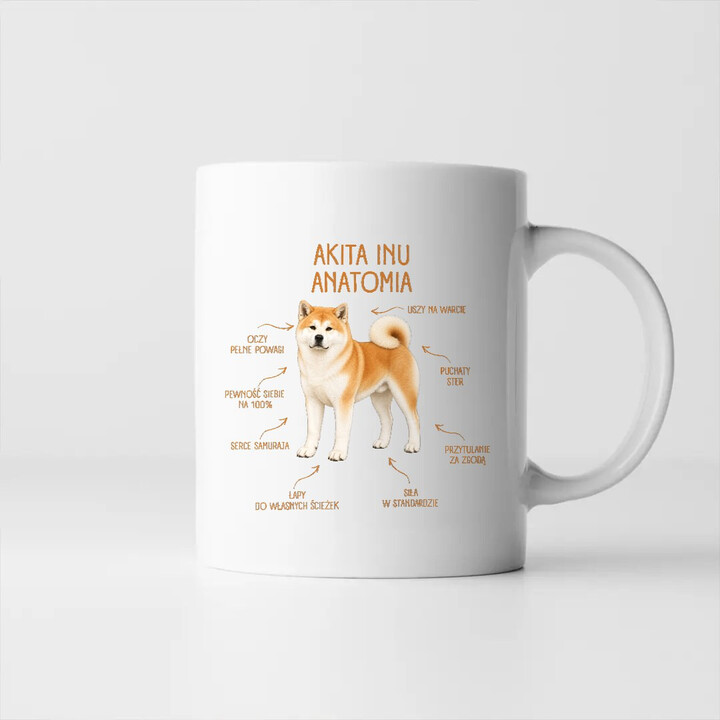 Anatomia Akita Inu - kubek na prezent dla miłośnika psa