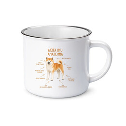 Anatomia Akita Inu - kubek emaliowany na prezent dla miłośnika psa