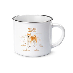 Anatomia Akita Inu - kubek emaliowany na prezent dla miłośnika psa
