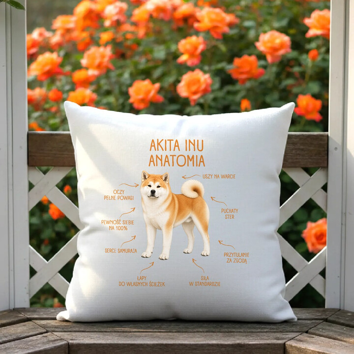 Anatomia Akita Inu - poduszka na prezent dla miłośnika psa