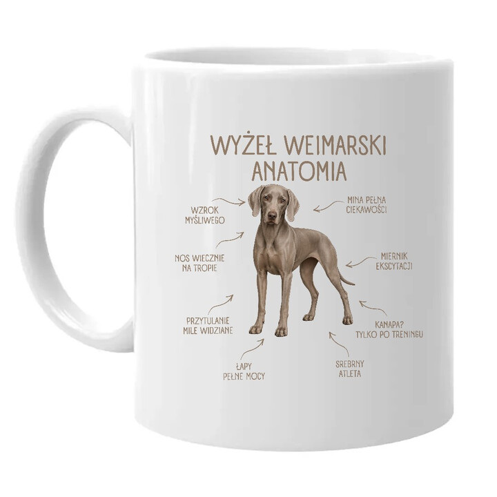 Anatomia Wyżła Weimarskiego - kubek na prezent dla miłośnika psa