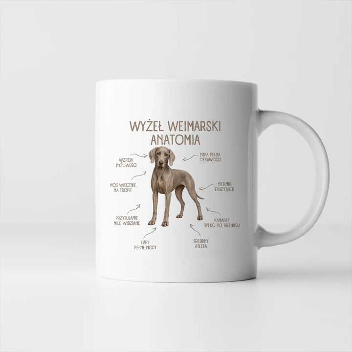 Anatomia Wyżła Weimarskiego - kubek na prezent dla miłośnika psa