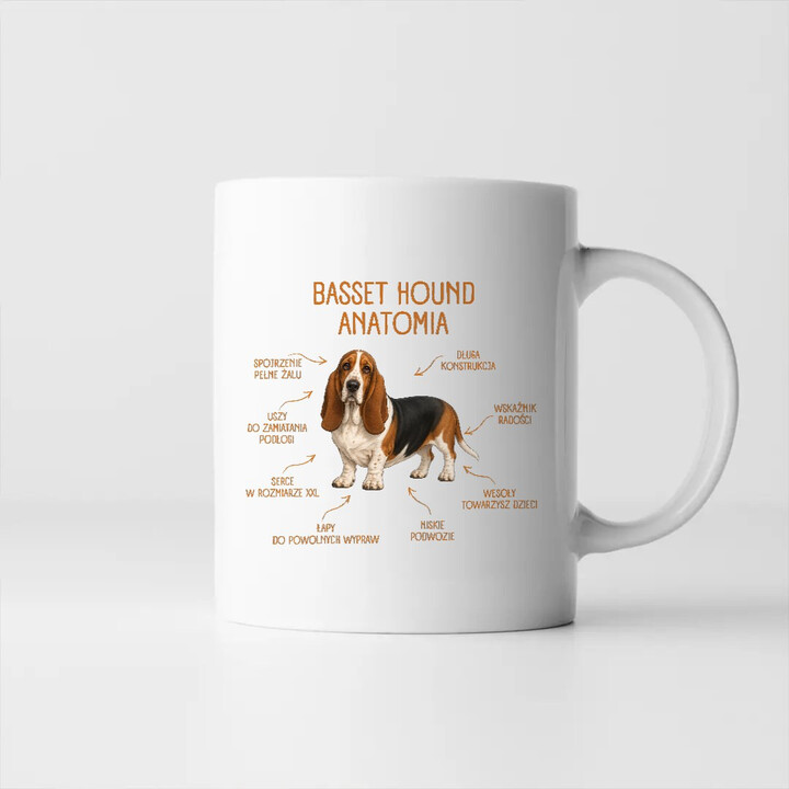 Anatomia Basset Hounda - kubek na prezent dla miłośnika psa