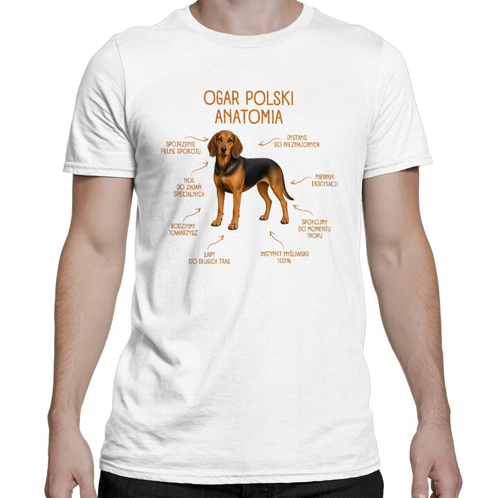 Anatomia Ogara Polskiego - męska koszulka na prezent dla miłośnika psa