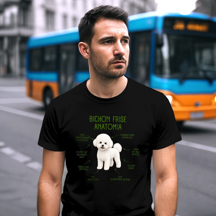 Anatomia Bichon Frise - męska koszulka na prezent dla miłośnika psa