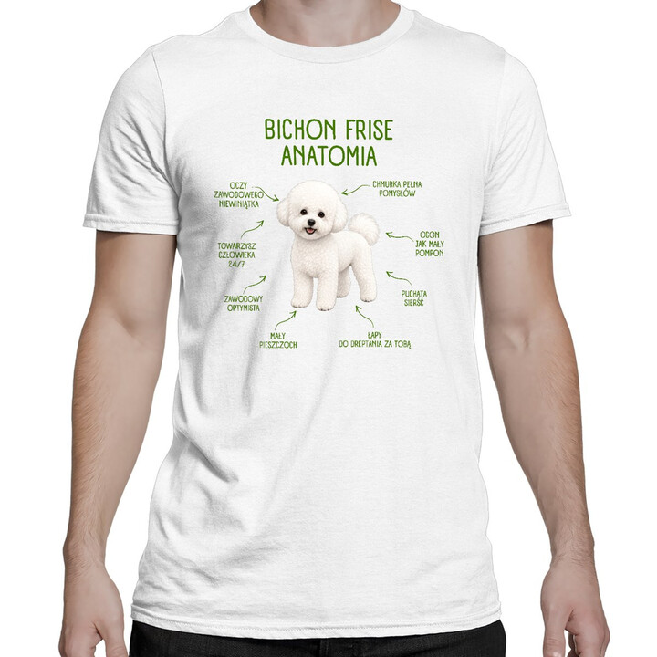 Anatomia Bichon Frise - męska koszulka na prezent dla miłośnika psa