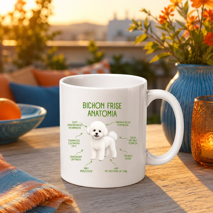 Anatomia Bichon Frise - kubek na prezent dla miłośnika psa