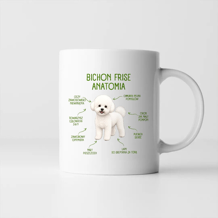 Anatomia Bichon Frise - kubek na prezent dla miłośnika psa