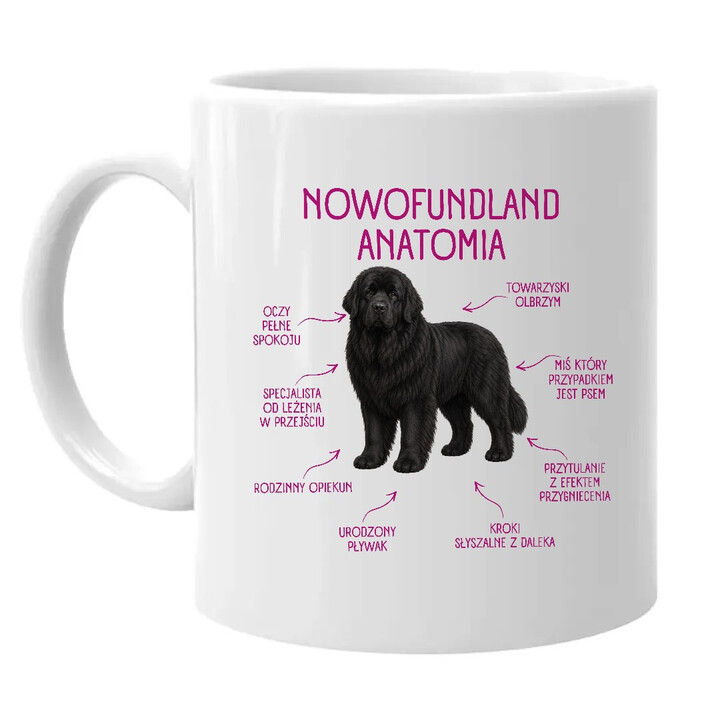 Anatomia Nowofundlanda - kubek na prezent dla miłośnika psa