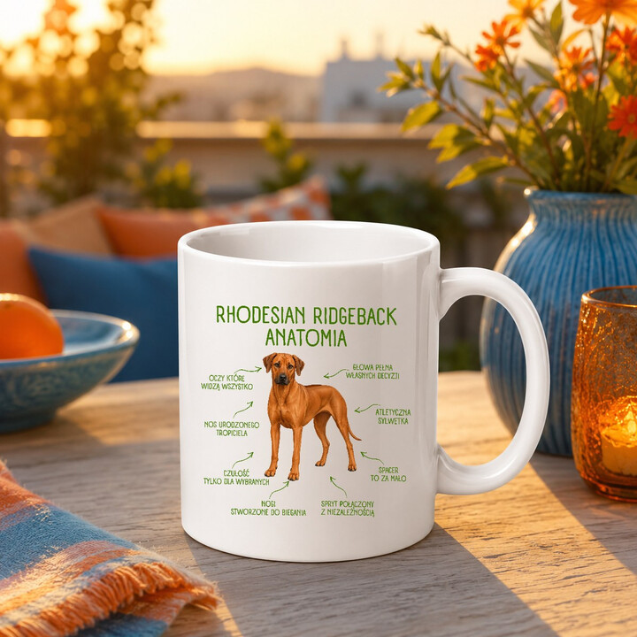 Anatomia Rhodesian Ridgebacka - kubek na prezent dla miłośnika psa