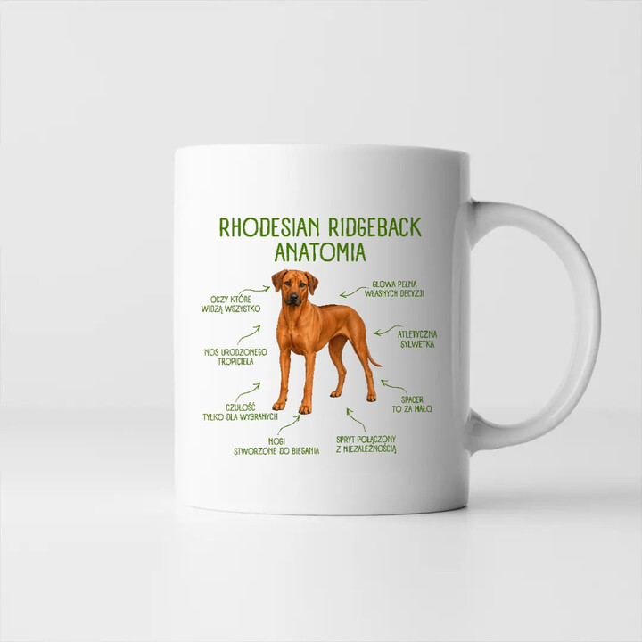 Anatomia Rhodesian Ridgebacka - kubek na prezent dla miłośnika psa