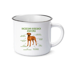 Anatomia Rhodesian Ridgebacka - kubek emaliowany na prezent dla miłośnika psa
