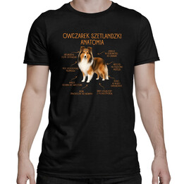 Anatomia Owczarka Szetlandzkiego - męska koszulka na prezent dla miłośnika psa