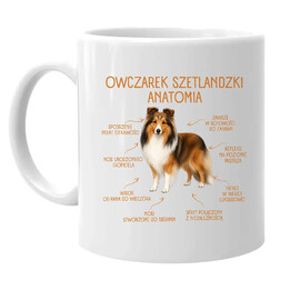 Anatomia Owczarka Szetlandzkiego - kubek na prezent dla miłośnika psa