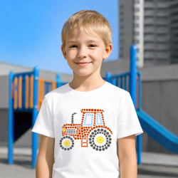 Traktor z kropek - dzień kropki - dziecięca koszulka na prezent