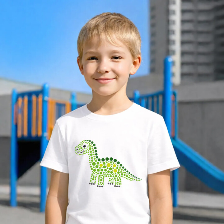 Dinozaur z kropek - dzień kropki - dziecięca koszulka na prezent