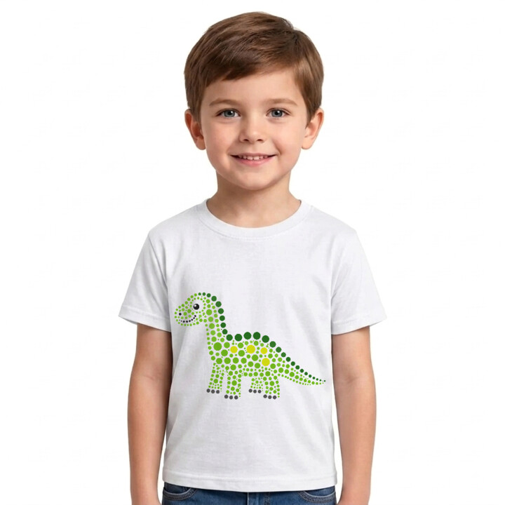 Dinozaur z kropek - dzień kropki - dziecięca koszulka na prezent